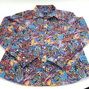 Land's End Paisley Print Long Sleeve Button Down Women's Size 6